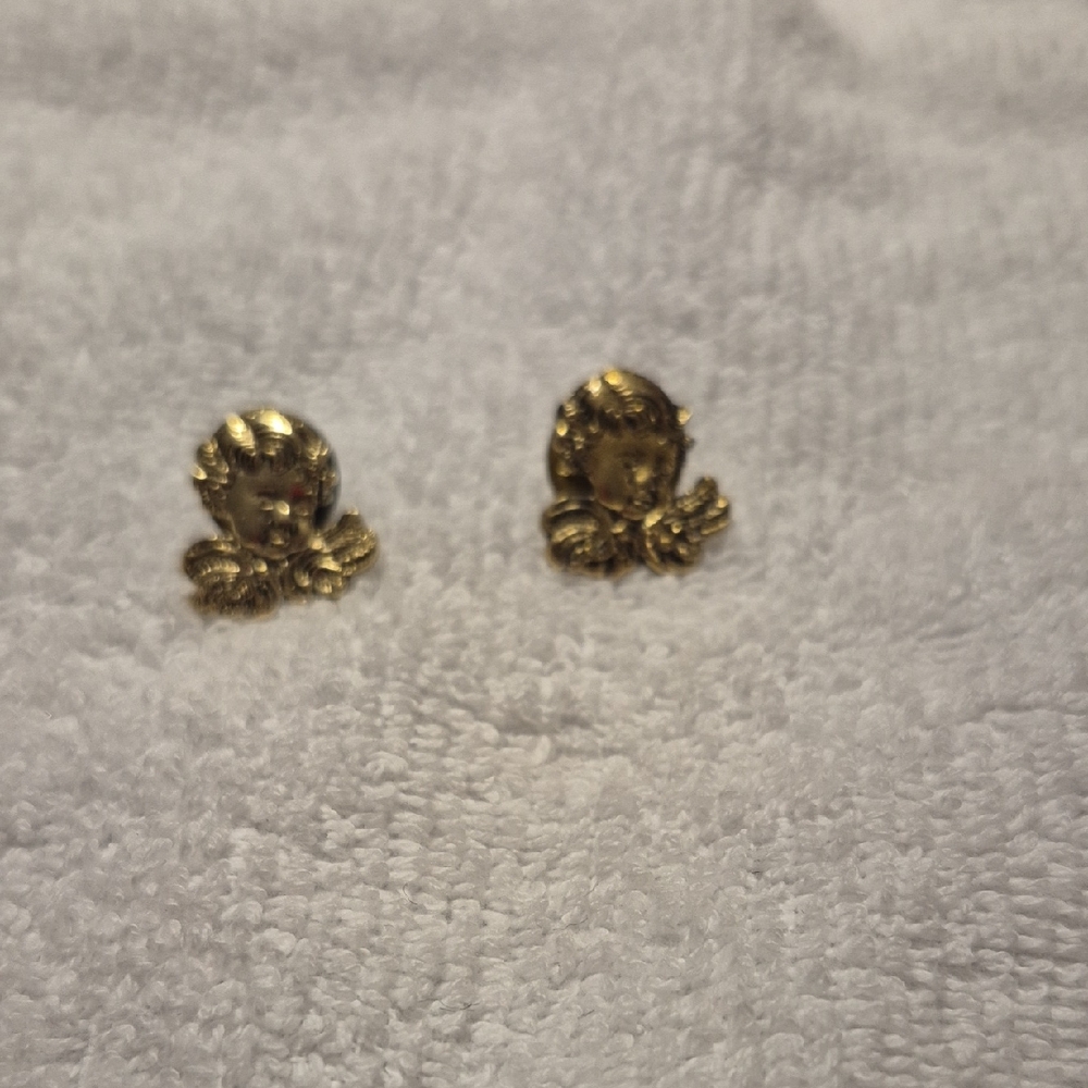 Gold Angel Stud Earrings